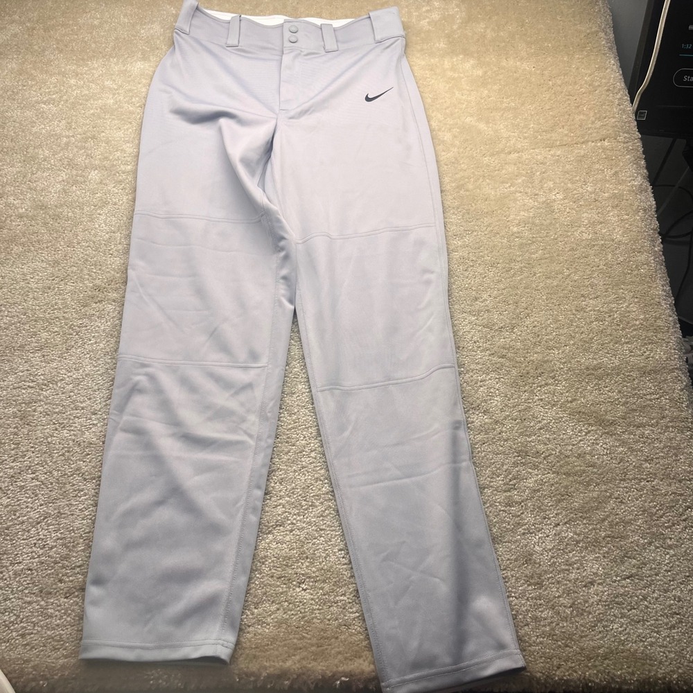 Nike Gray Baseball Pants Mens Small Straight Leg Open Bottom RN 56323 CA 05553